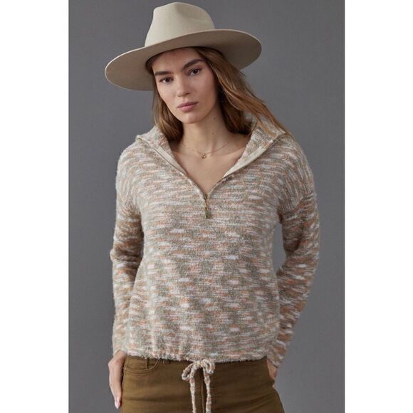 NEW Anthropologie Line & Dot Ines Half-Zip Drawstring Hem Pullover Sweater Small - Picture 1 of 5